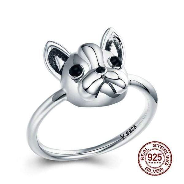 Sterling silver ring of a frenchie