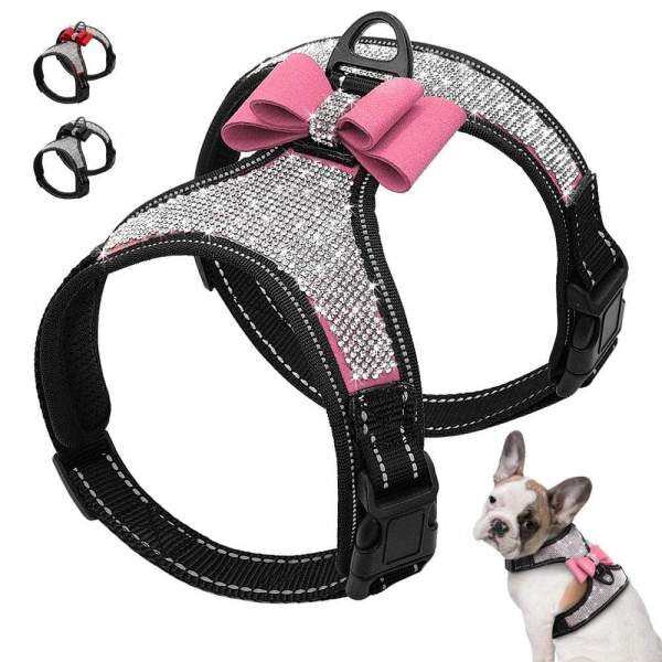 Reflective French Bulldog rhinestone harness