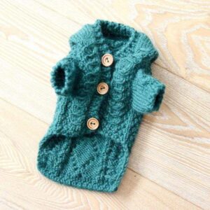 Frenchie World Shop Green / XS 100% Wool Handmade Knitted Cardigan