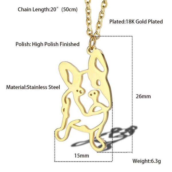 Frenchie World Shop 18K Gold Plated French Bulldog Pendant with Necklace