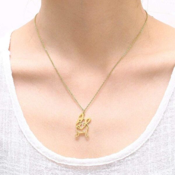 Frenchie World Shop 18K Gold Plated French Bulldog Pendant with Necklace