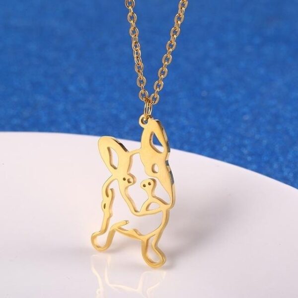 Frenchie World Shop Gold 18K Gold Plated French Bulldog Pendant with Necklace