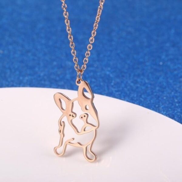 Frenchie World Shop Rose Gold 18K Gold Plated French Bulldog Pendant with Necklace