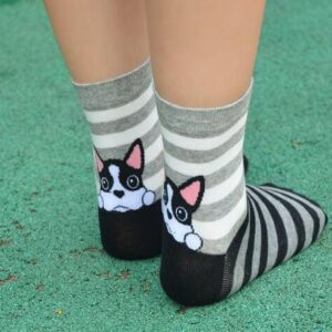 Frenchie World Shop 0 1pair/lot Japanese and korean style lady cotton socks cute animal dog socks autumn winter cartoon socks