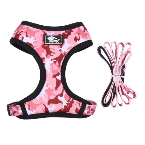 Frenchie World Shop E-pink-set2 / XL 1PC S-XL Dog Collar Leash Harness Set with Poop Bag Dispenser Reflective Breathable Soft Air Mesh for Puppy Small Medium Dogs