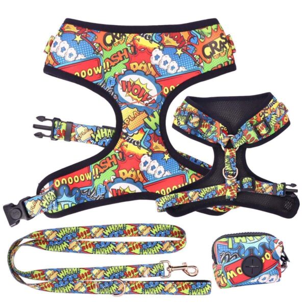 Frenchie World Shop 20201 cool dog vest harness, matching dog collar ,vest,poo bag and bandana for pet gift