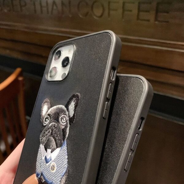 Frenchie World Shop 0 3D French Bulldog Leather Phone Case