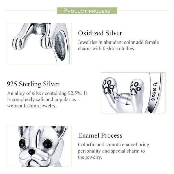 Frenchie World Shop 990 Sterling Silver Women Ring