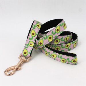 Frenchie World Shop Leash / XS(15-25cm Length) Avocado Print Collar, Leash & Bowtie Set