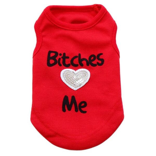 Frenchie World Shop Dog Clothing Red / L Bitches Heart Me dog tank
