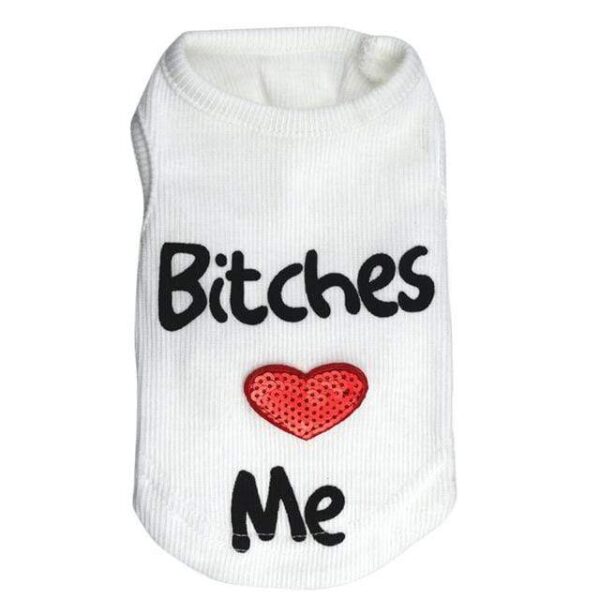 Frenchie World Shop Dog Clothing White / L Bitches Heart Me dog tank