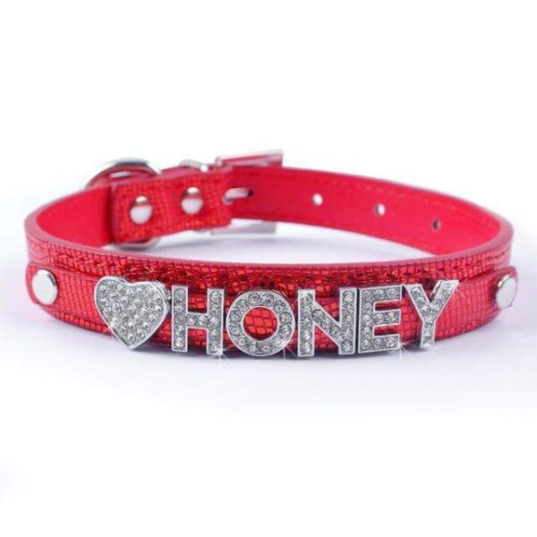 Frenchie World Shop Red / S Bling Personalized French Bulldog Collar