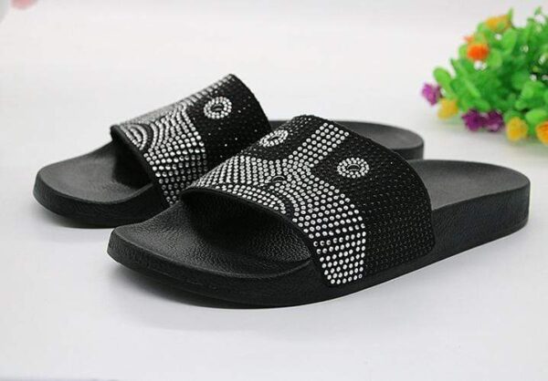 Frenchie World Shop Human clothing Bling Rhinestone pool sliders