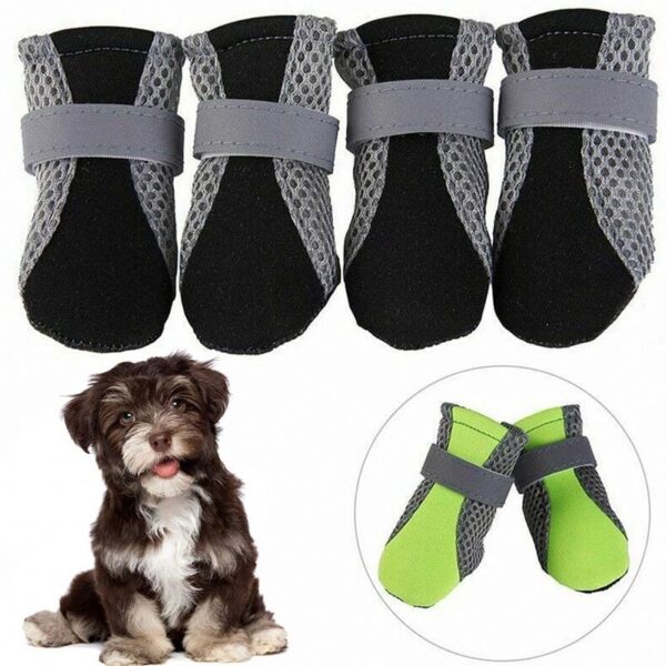 Frenchie World Shop Breathable Pet Dog Shoes Waterproof Outdoor Walking Net Soft Summer Pet Shoes Night Safe Reflective Boots For Small Medium Dogs