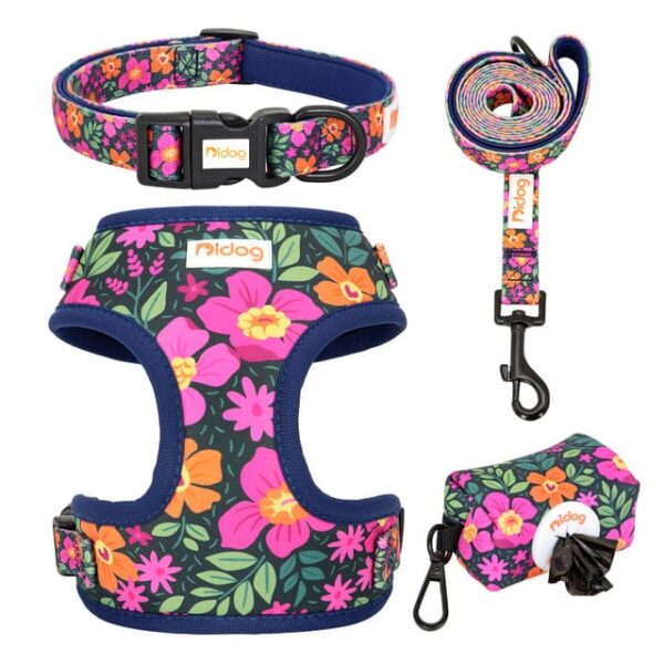 Frenchie World Shop Rose / M Cactus & Leaves French Bulldog Harness Set