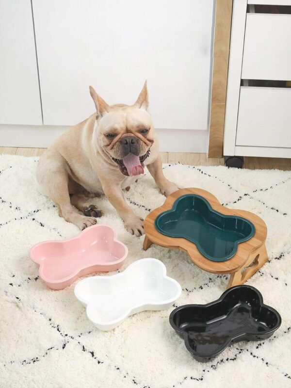 Frenchie World Shop Ceramic Bone French Bulldog Feeding Bowl