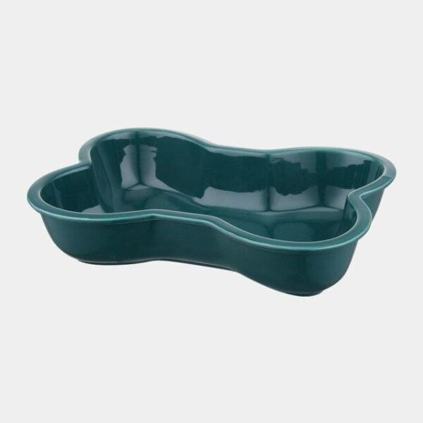 Frenchie World Shop Green Ceramic Bone French Bulldog Feeding Bowl