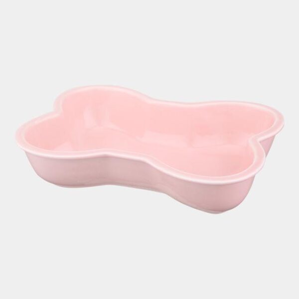 Frenchie World Shop Pink Ceramic Bone French Bulldog Feeding Bowl