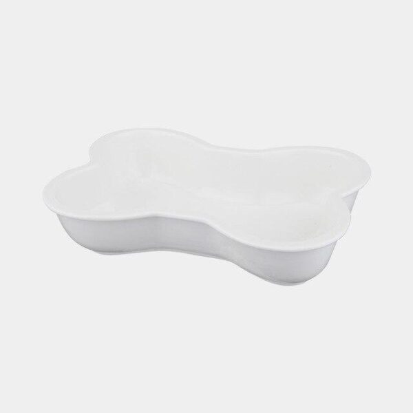 Frenchie World Shop White Ceramic Bone French Bulldog Feeding Bowl