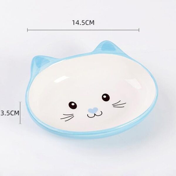 Frenchie World Shop Cat face bowl blue Ceramic Cartoon Feeding and Drinking Bowl
