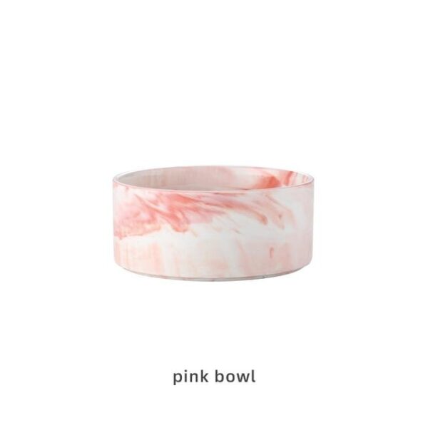 Frenchie World Shop Pink bowl / 400ML Small Cat / China Ceramic Dog Bowl For Pet Cat Puppy Food Water Adjustable Marble Feeder Supplies Drinking Dish Large Cat Accessories #P021