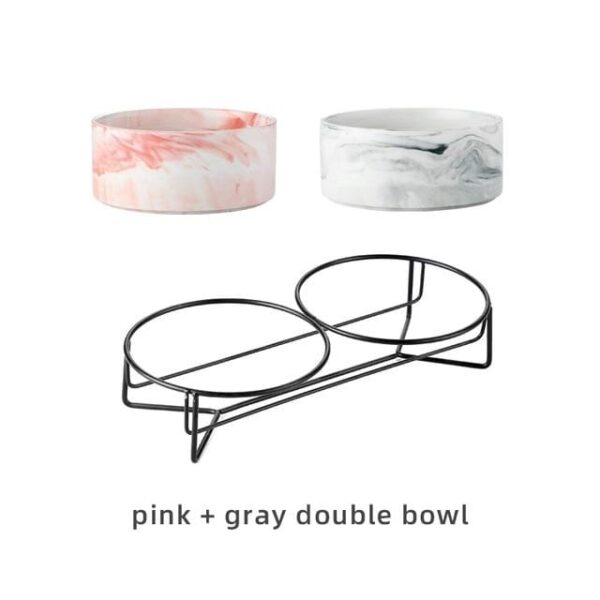 Frenchie World Shop Pink-Gray / 400ML Small Cat / China Ceramic Dog Bowl For Pet Cat Puppy Food Water Adjustable Marble Feeder Supplies Drinking Dish Large Cat Accessories #P021