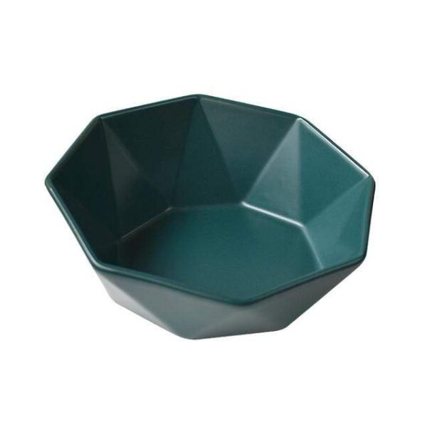 Frenchie World Shop Green Ceramic Elevated Raised Cat Bowl with Wood Stand No Spill Pet Food Water Feeder Cats Small Dogs Pet Comfort Feeding Bowls