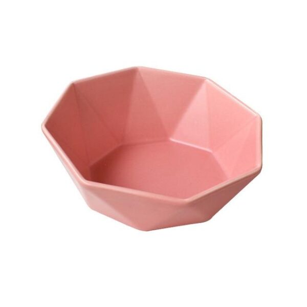 Frenchie World Shop Pink Ceramic Elevated Raised Cat Bowl with Wood Stand No Spill Pet Food Water Feeder Cats Small Dogs Pet Comfort Feeding Bowls