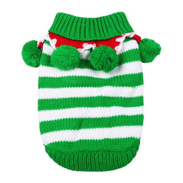 Frenchie World Shop Christmas Striped Sweater With Poms