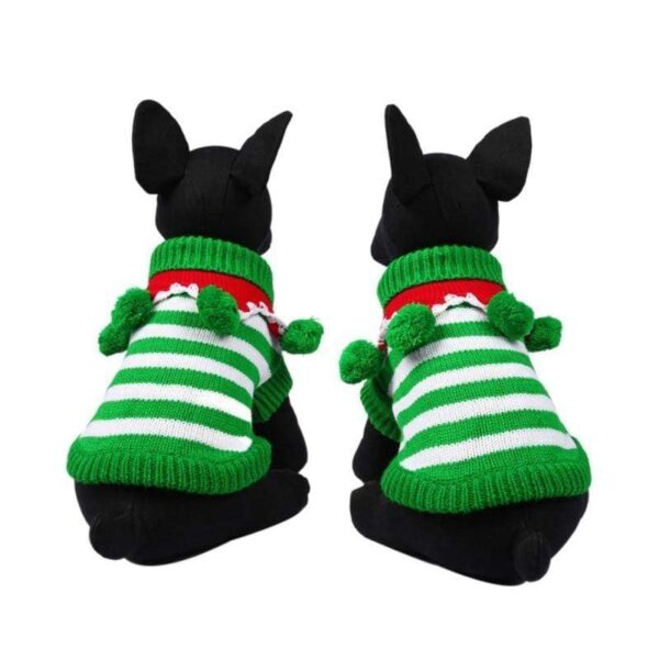 Frenchie World Shop Christmas Striped Sweater With Poms