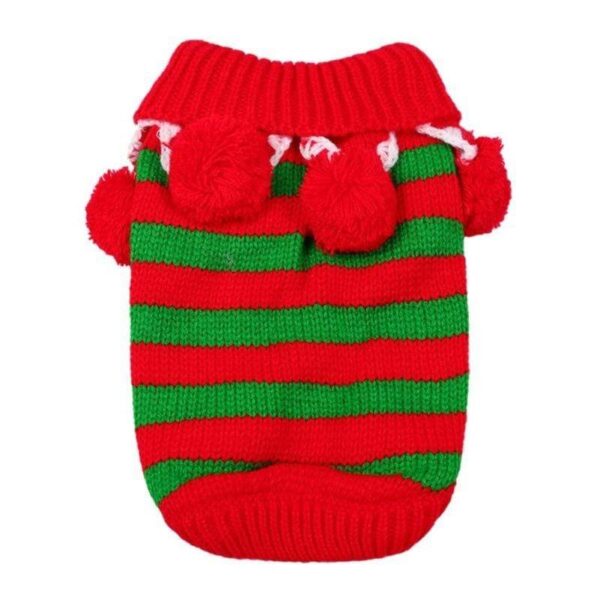 Frenchie World Shop Christmas Striped Sweater With Poms