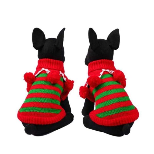 Frenchie World Shop Christmas Striped Sweater With Poms