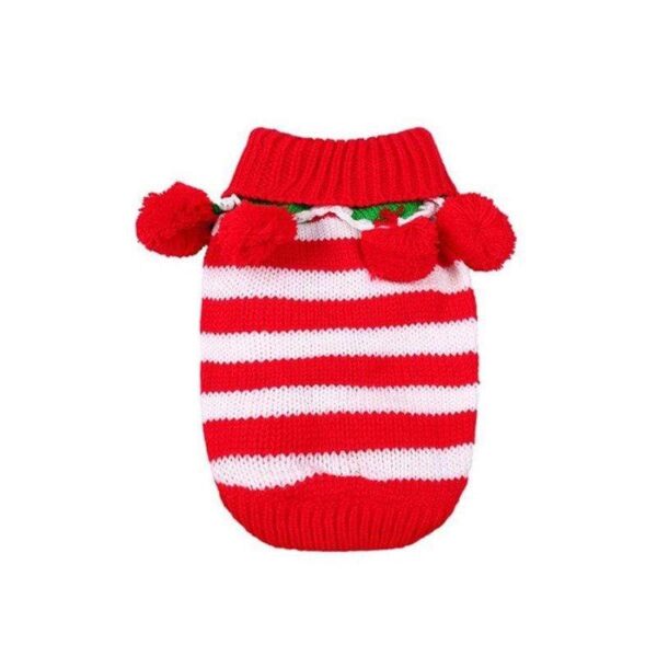 Frenchie World Shop Christmas Striped Sweater With Poms