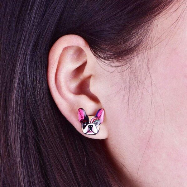 Frenchie World Shop Colorful Bohemian French Bulldog Earrings