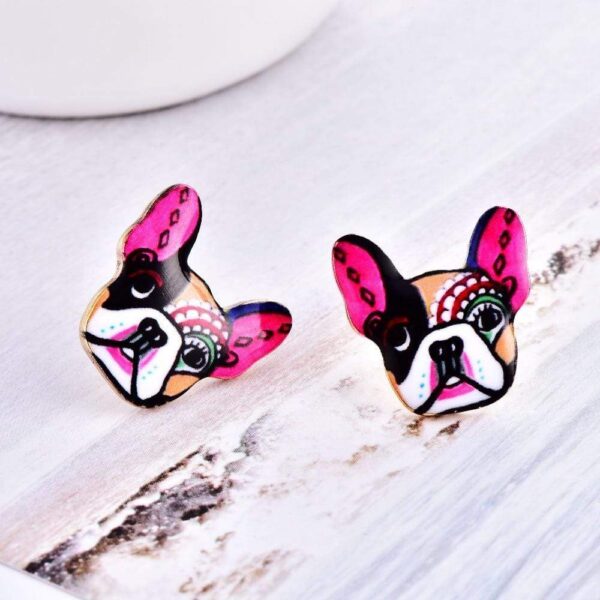 Frenchie World Shop Colorful Bohemian French Bulldog Earrings