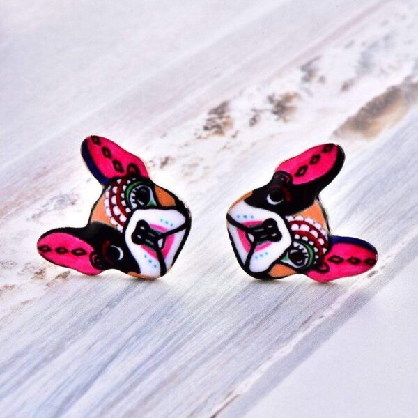 Frenchie World Shop Colorful Bohemian French Bulldog Earrings