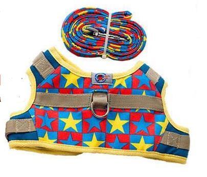 Frenchie World Shop Colorful Star / S Comfortable Strong Walking The Dog Outside Pet Harness Vest With Leash Set Chest Strap Secure Traction Rope For Small Medium Cat
