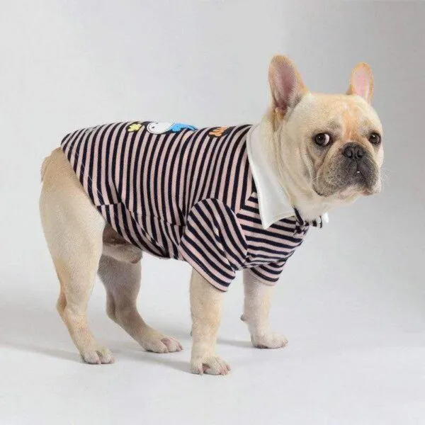 Frenchie World Shop Cotton Striped Dog Polo