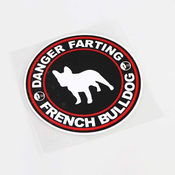 Frenchie World Shop sticker Danger Farting French Bulldog Car PVC Sticker