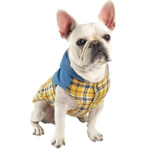 Frenchie World Shop Denim Plaid French Bulldog Spring Vest
