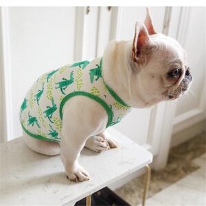 Frenchie World Shop Green / M Dino & Flamingo French Bulldog Summer Vest Shirt