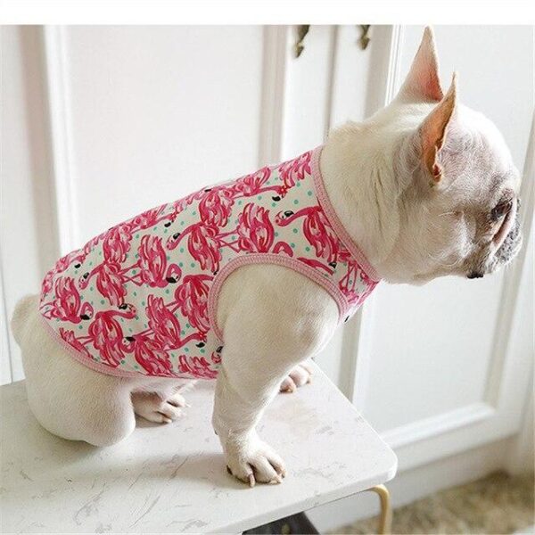 Frenchie World Shop Pink / L Dino & Flamingo French Bulldog Summer Vest Shirt