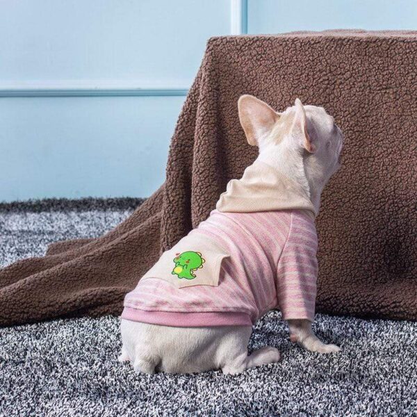 Frenchie World Shop Dino Striped Dog Hoodie