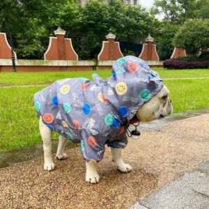 Frenchie World Shop Dog Clothes Raincoat for Big Dogs Windbreaker French Bulldog Hoodie Waterproof Dog Clothing Jacket Smile Face Pug Bichon Costume