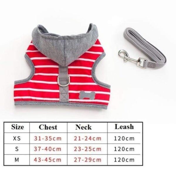 Frenchie World Shop Stripe Red hood / XS Dog Hooded Harness by Frenchie World