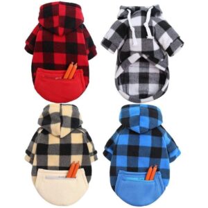 Frenchie World Shop Dog Hoodies Plaid Pet Clothes for Small Medium Large Dogs Puppy Coat Big Dog Jackets Sweatshirt Chihuahua Cat Costume Outfits