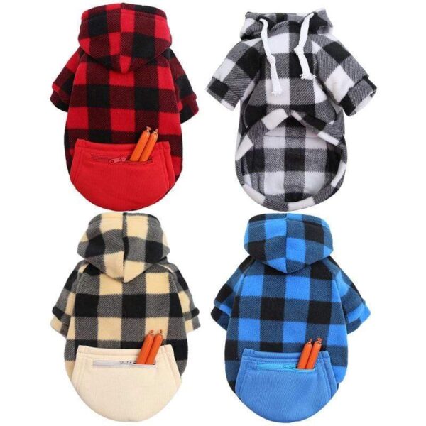 Frenchie World Shop Dog Hoodies Plaid Pet Clothes for Small Medium Large Dogs Puppy Coat Big Dog Jackets Sweatshirt Chihuahua Cat Costume Outfits