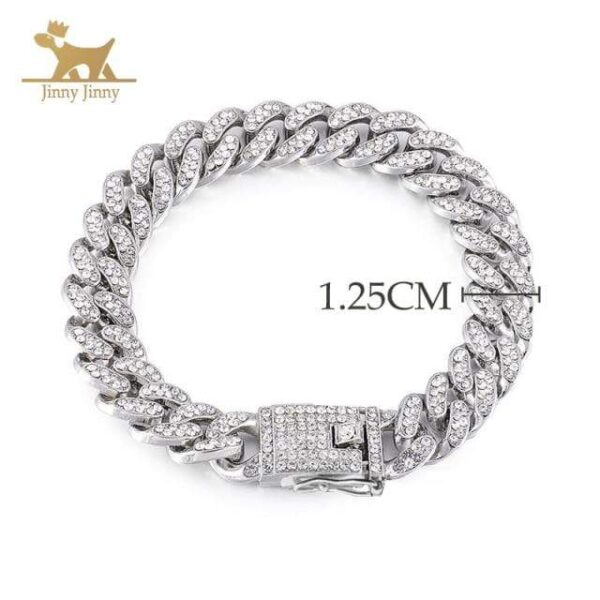 Frenchie World Shop Silver / 22CM for cat Dog Jewelry For Dogs，Diamond Gold Dog Collars，Cat Necklace， Puppy Collar Stainless Steel with Diamond Collar for Dogs