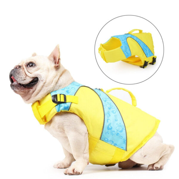 Frenchie World Shop Dog Life Jacket Pet Life Vest Adjustable Reflective Pet Swimsuit Clothes Summer Swimming Suit