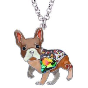 Frenchie World Shop Brown Enamel Alloy French Bulldog Pendant